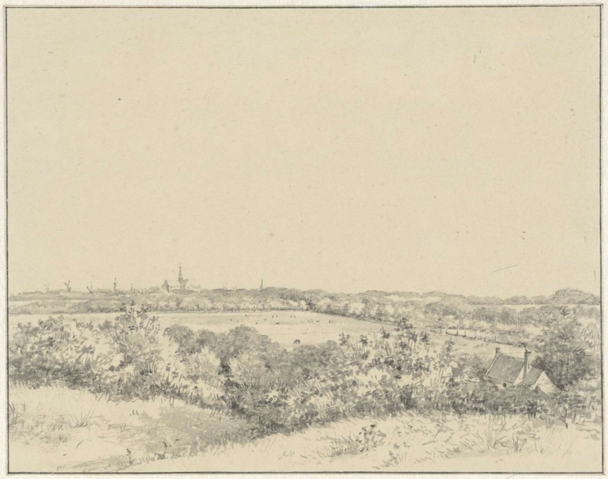 View of Haarlem, seen from the dunes, Pieter Ernst Hendrik Praetorius, 1817