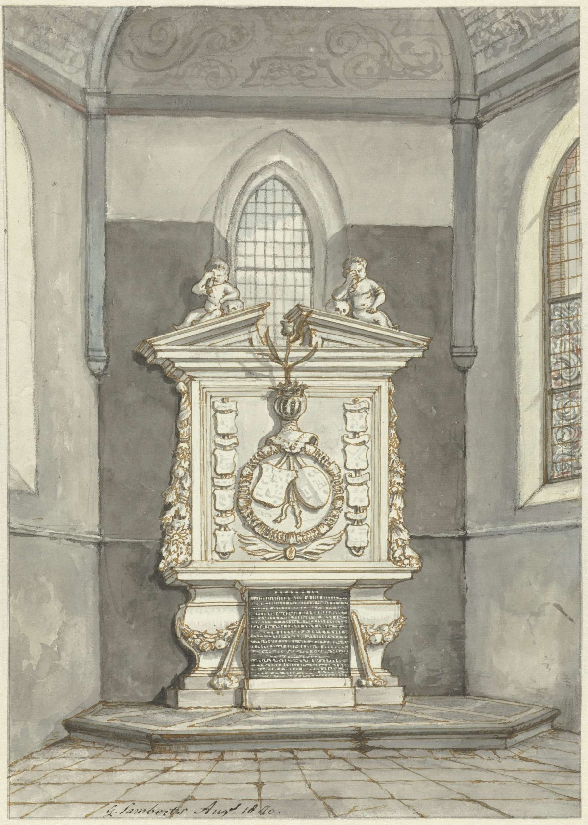 Gravestone of Adriaen Pauw in Dutch Reformed Church in Heemstede, Gerrit Lamberts, 1840