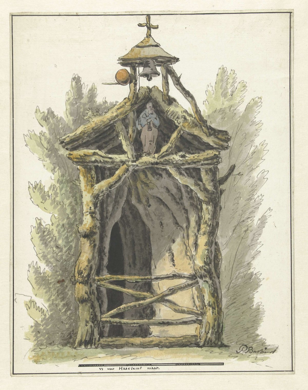 Hermitage with statue of saint, Pieter Bartholomeusz. Barbiers, c. 1782 - c. 1837