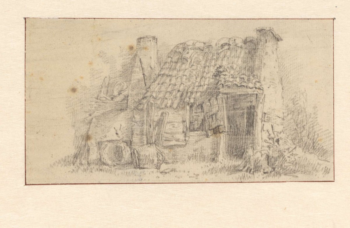Old farmhouse seen from the side, Willem Roelofs (I), 1832 - 1897