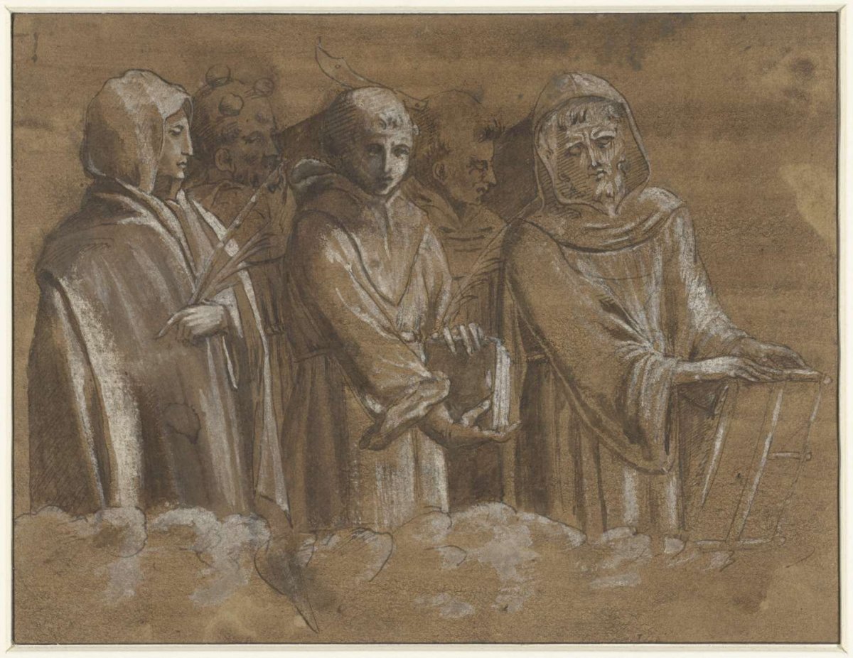 Figures of martyrs above a cloud edge, anonymous, 1500 - 1510