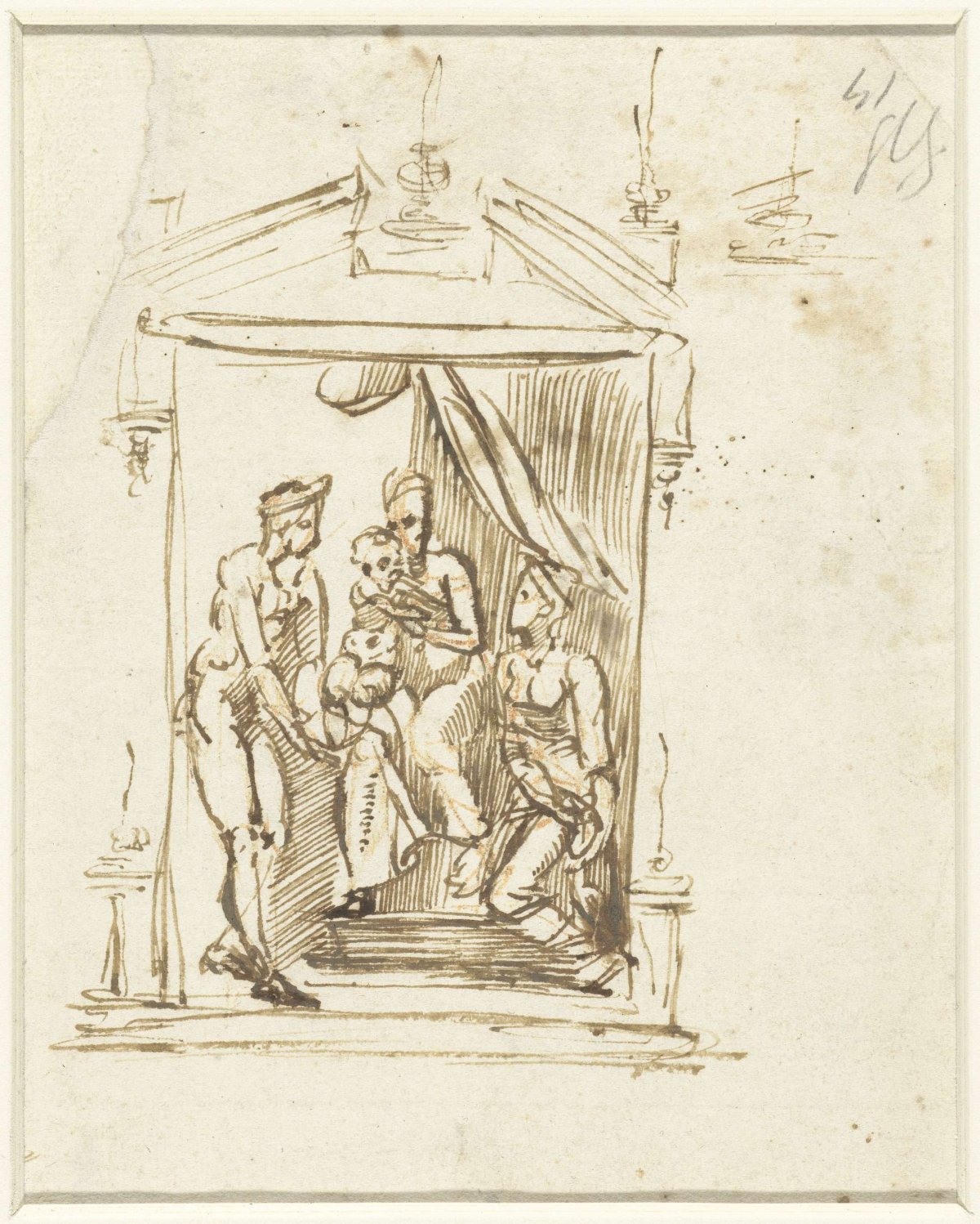Design for an altar with a Madonna with child and saints, Polidoro da Caravaggio, 1512 - 1543