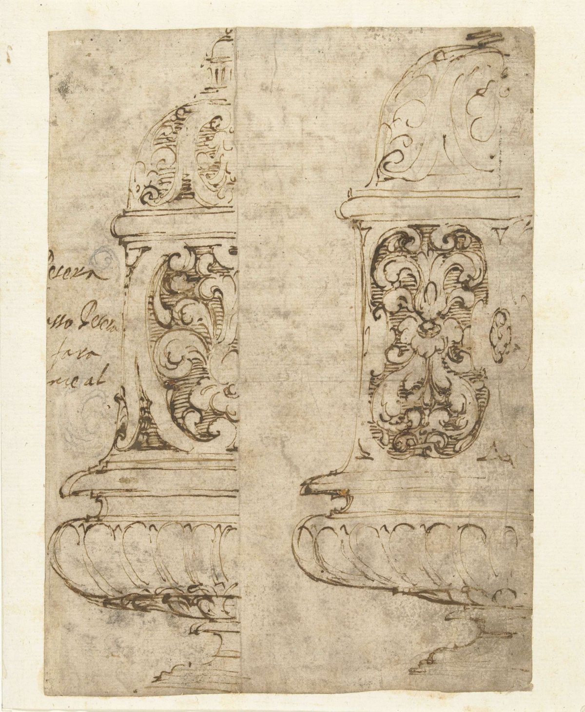 Two designs for an ornamental vase, anonymous, 1600 - 1699