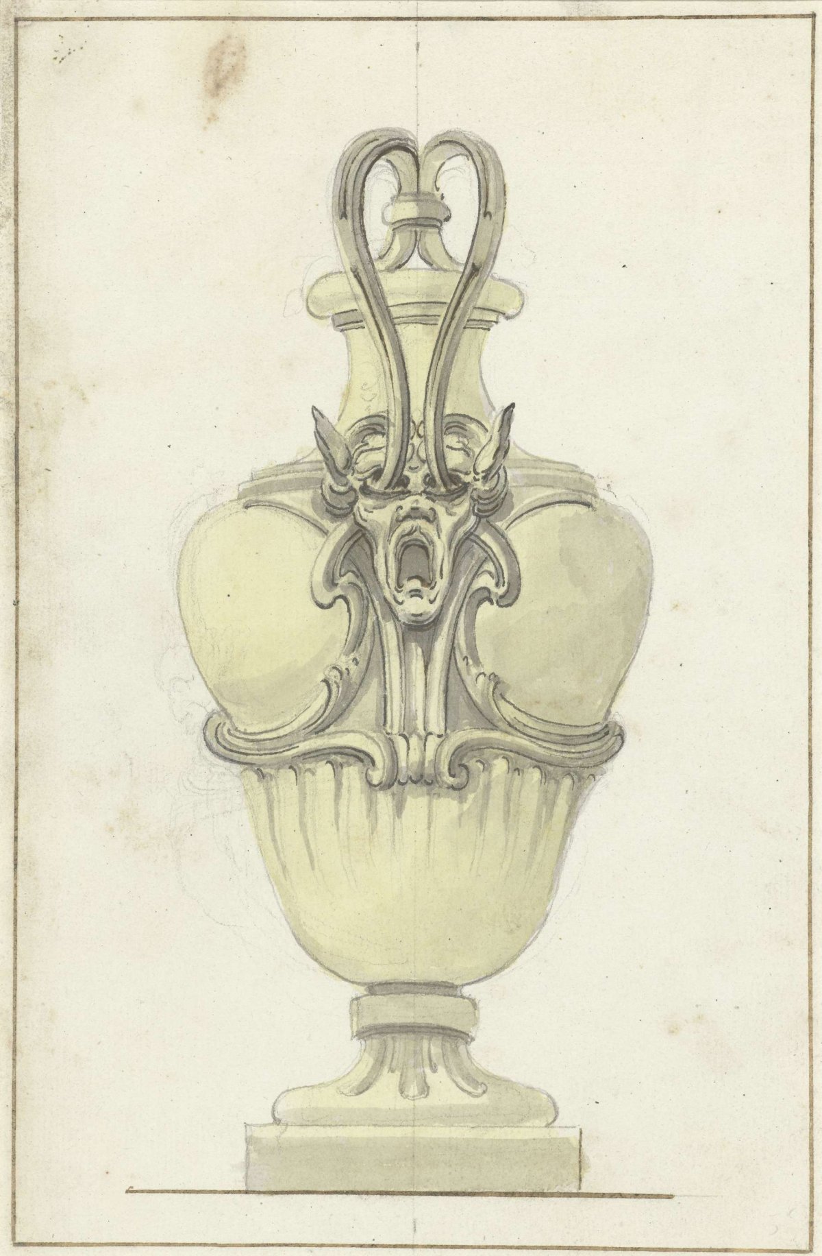 Ornamental vase with high handle, anonymous, 1700 - 1800