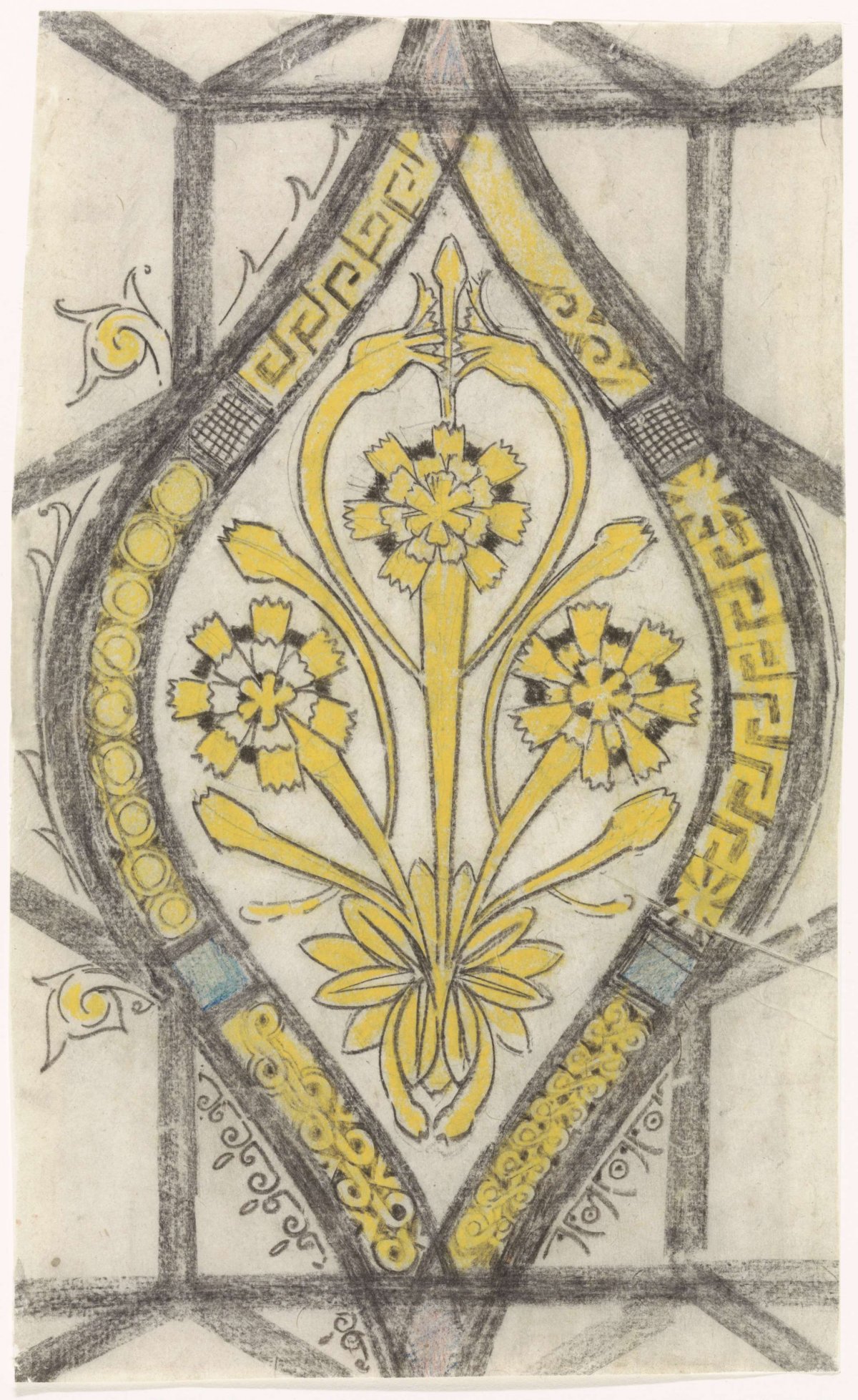 Decorative design with a pattern of dandelions, Gerrit Willem Dijsselhof, 1876 - 1924