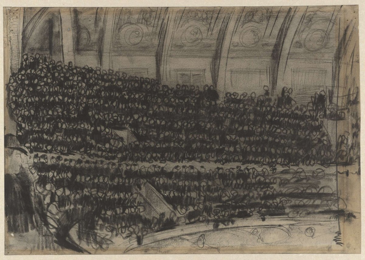 Spectators in the stands of Circus Carré, Gerrit Willem Dijsselhof, 1876 - 1924