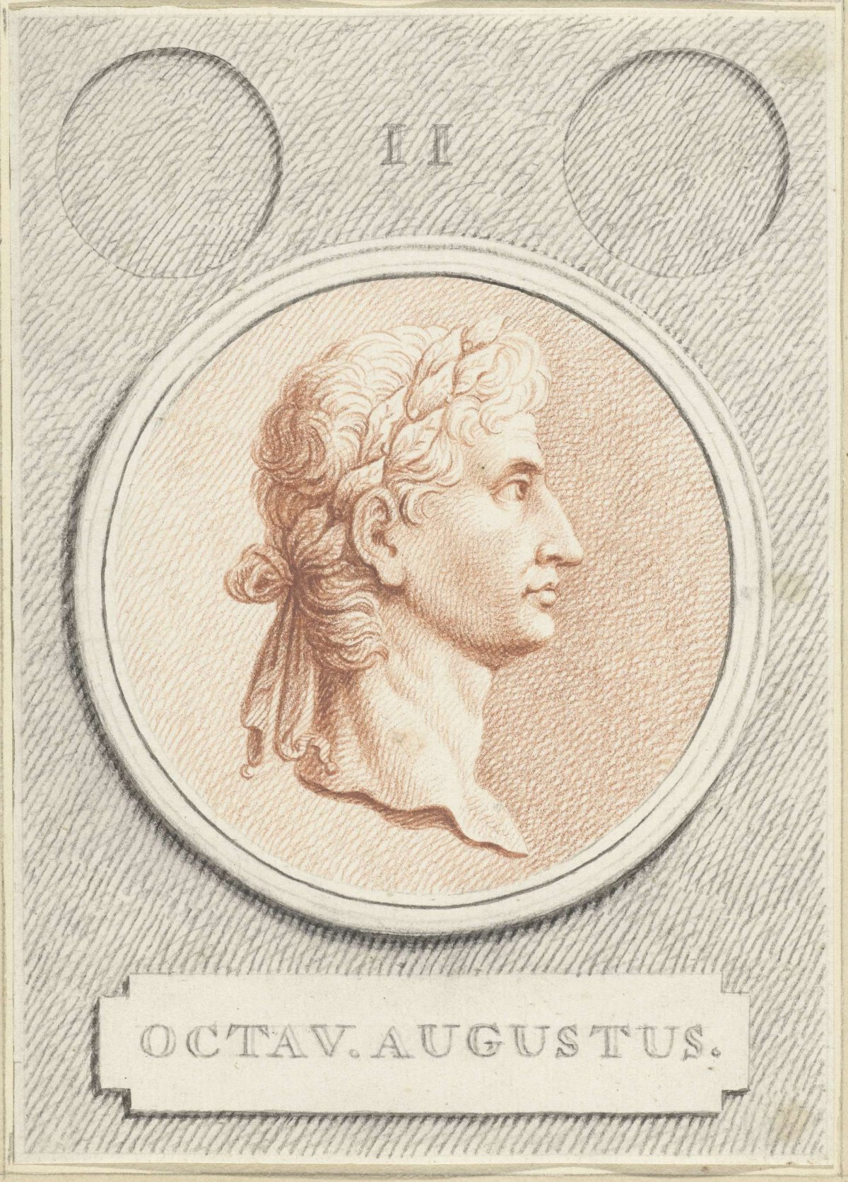 Portrait medallion of Augustus, Roman emperor, Jan Caspar Philips, 1736 - 1775