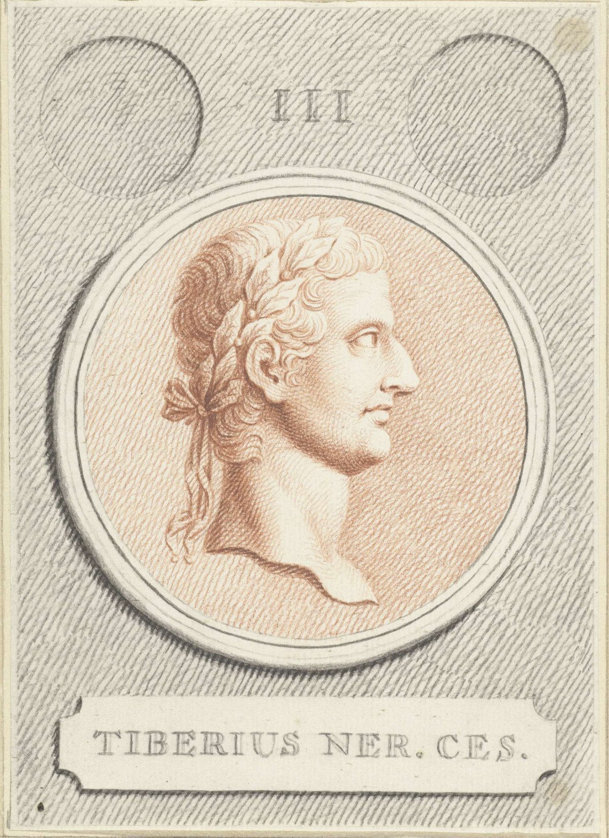 Portrait medallion of Tiberius, Roman emperor, Jan Caspar Philips, 1736 - 1775