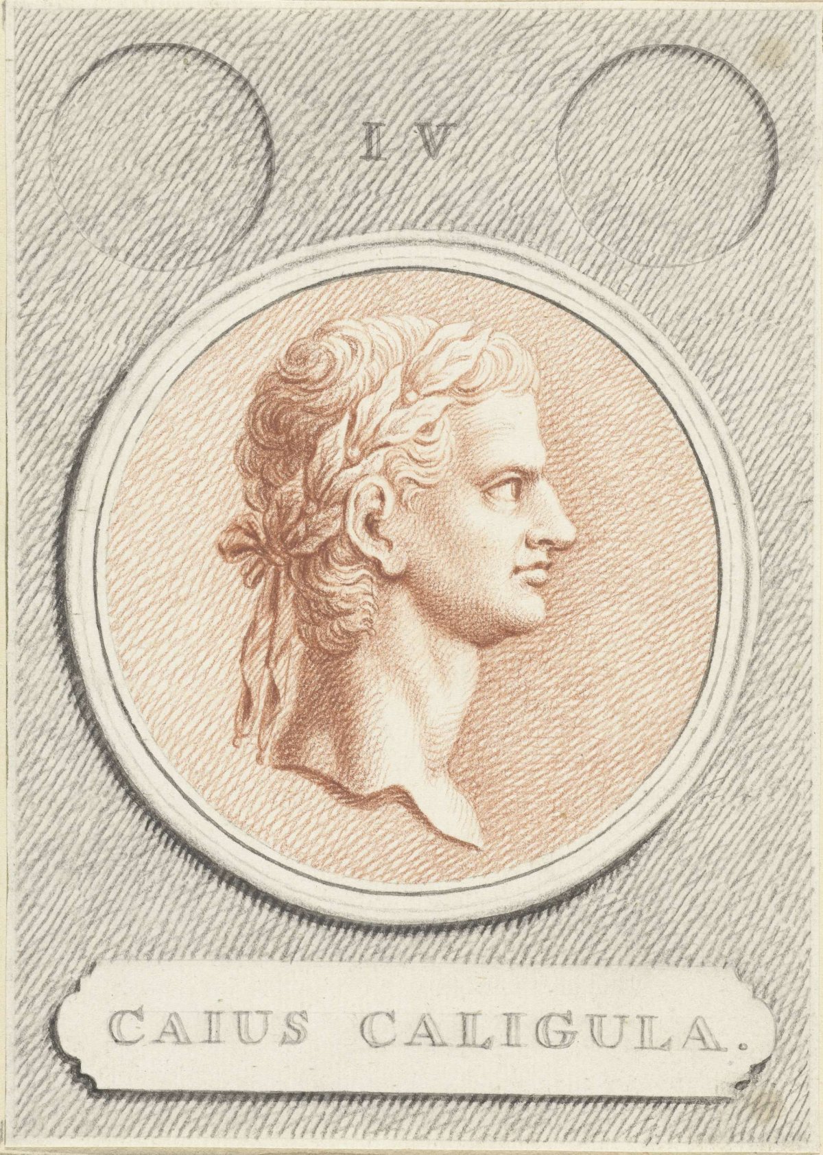 Portrait medallion of Caligula, Roman emperor, Jan Caspar Philips, 1736 - 1775