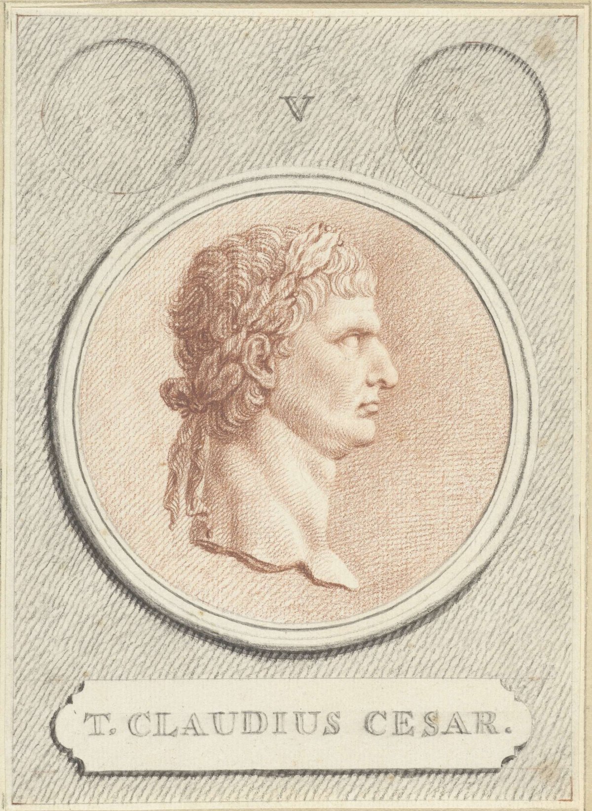 Portrait medallion of Claudius I, Roman emperor, Jan Caspar Philips, 1736 - 1775