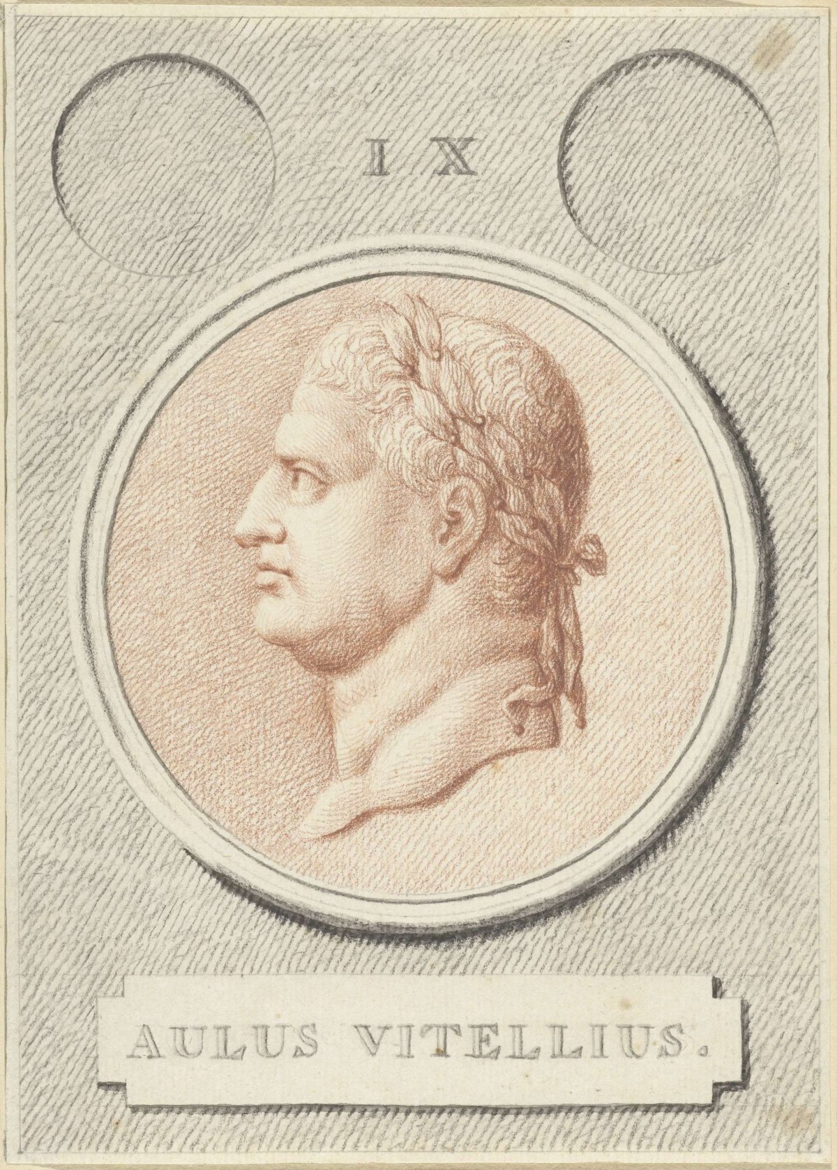 Portrait medallion of Vitellius, Roman emperor, Jan Caspar Philips, 1736 - 1775