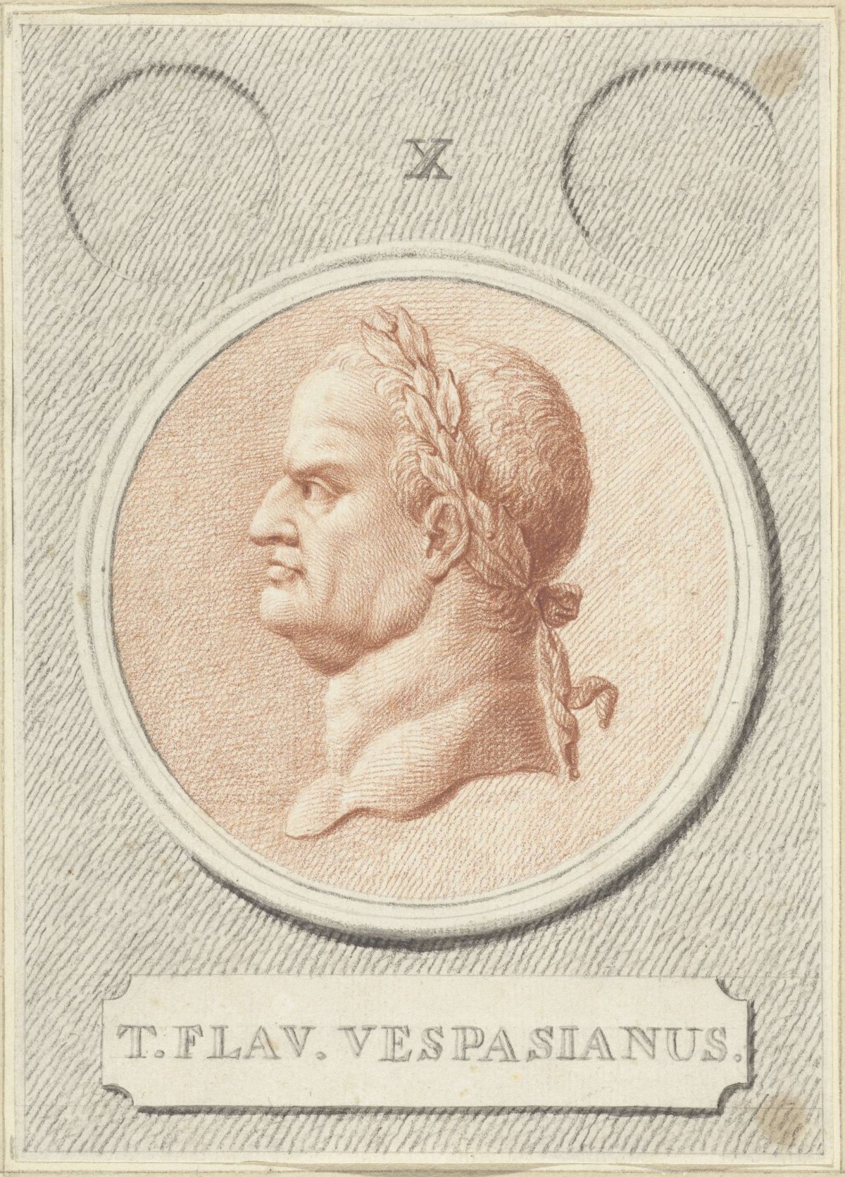 Portrait medallion of Vespasian, Roman emperor, Jan Caspar Philips, 1736 - 1775