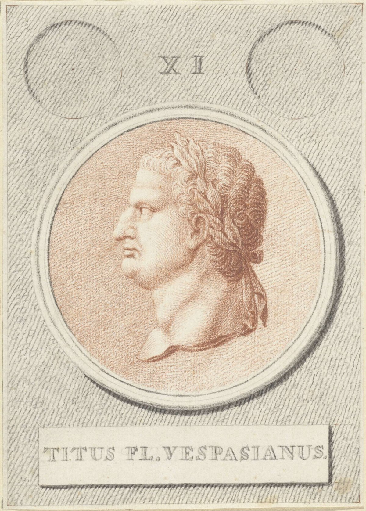 Portrait medallion of Titus, Roman emperor, Jan Caspar Philips, 1736 - 1775