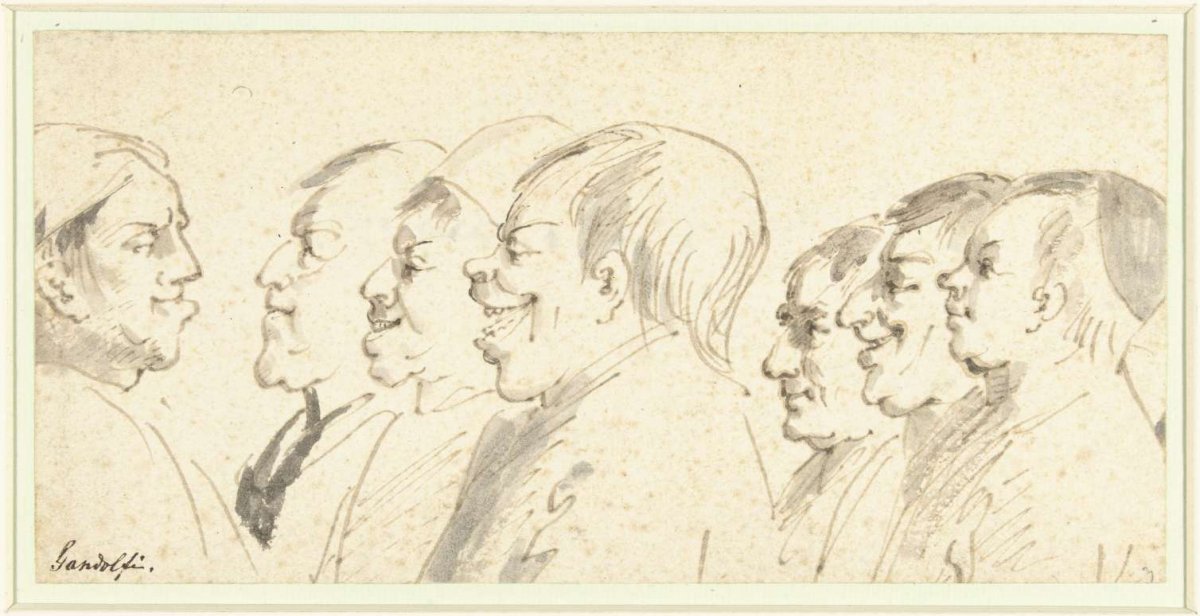 Schetsblad met karikaturen, Gaetano Gandolfi, 1744 - 1802