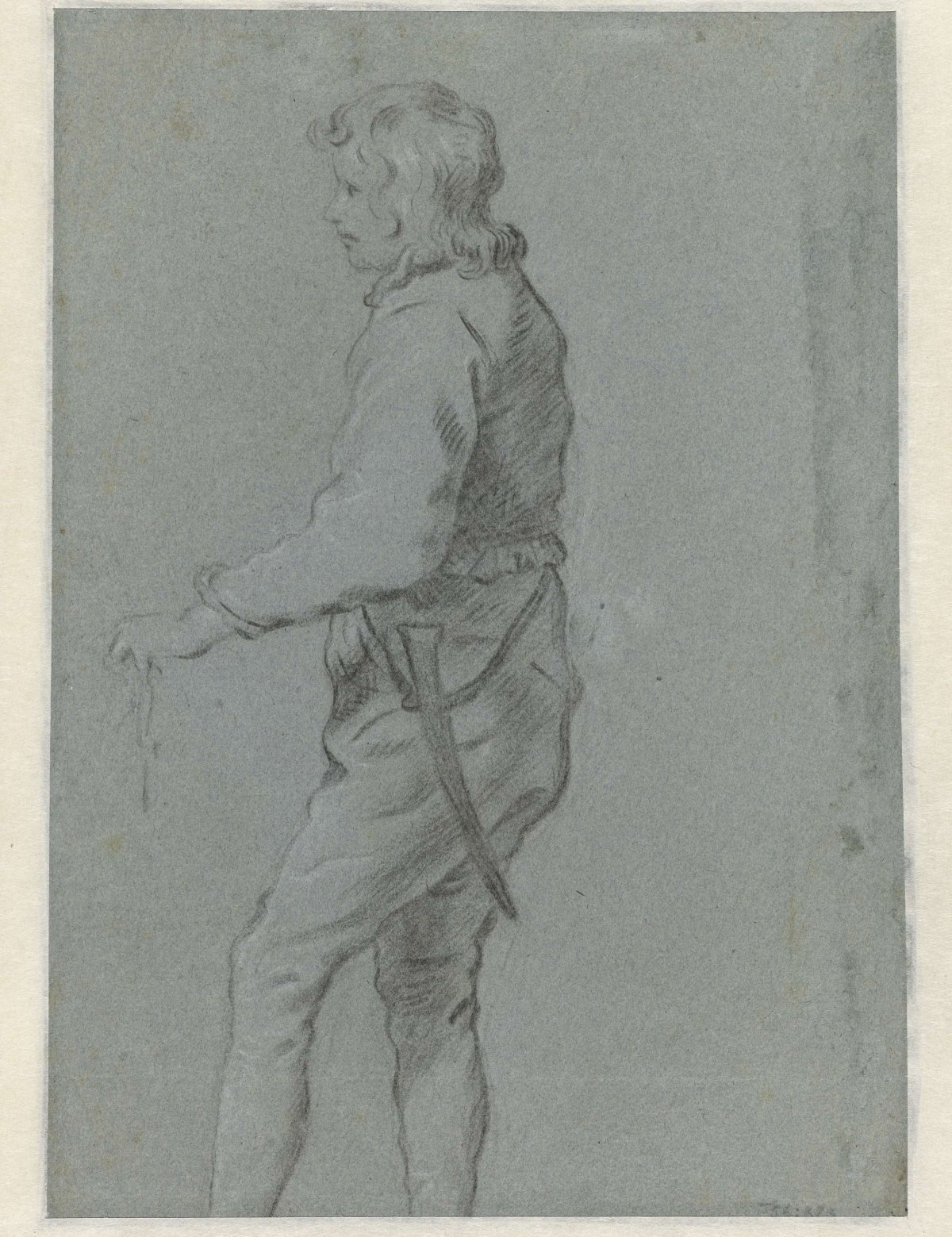Standing young man, facing left, anonymous, 1600 - 1699