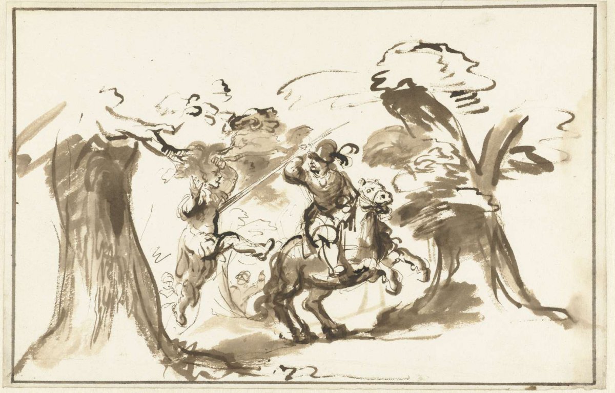 Absalom door Joab gedood, Nicolaes Maes, 1650 - 1660