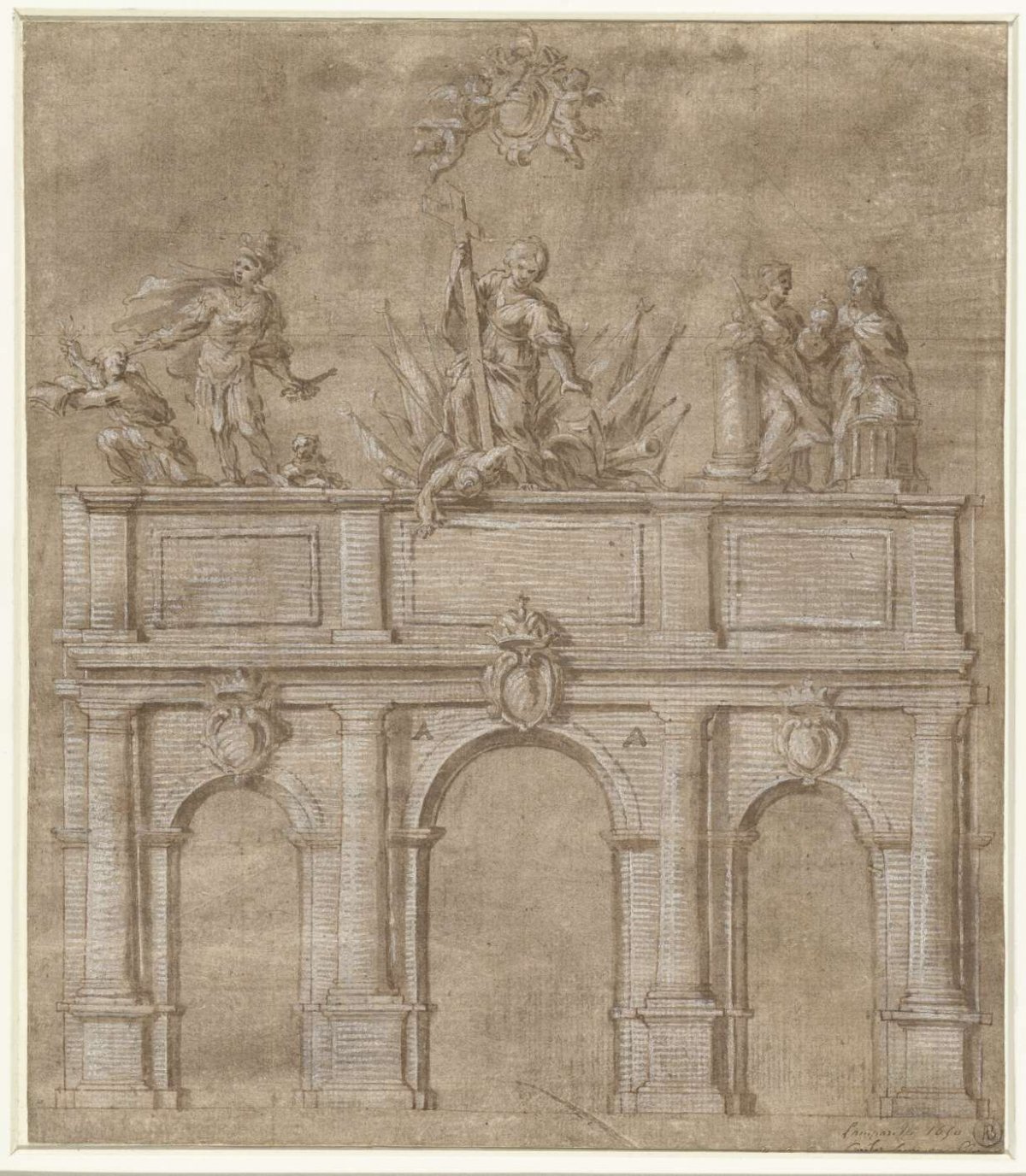 Design for an arch of honor on the occasion of Pope Innocent XI's entry into Perugia in 1686, Carlo Lamparelli, 1686