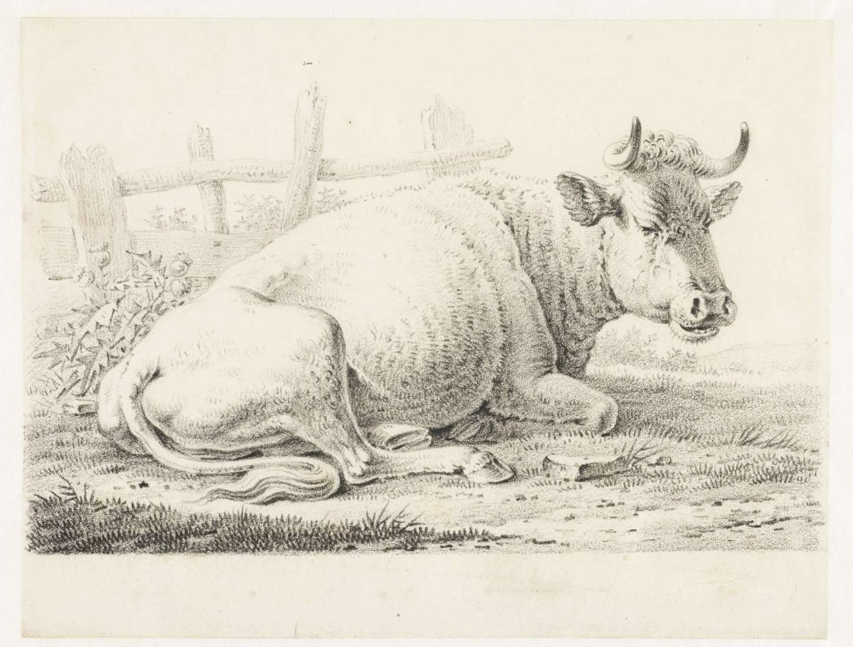 Sitting cow, Pieter Bartholomeusz. Barbiers, 1782 - 1837