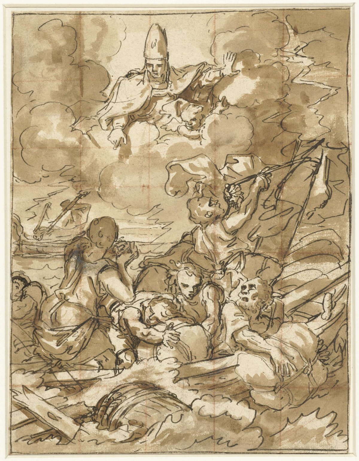 St. Nicholas calms storm at sea, Francesco de Mura, 1600 - 1699