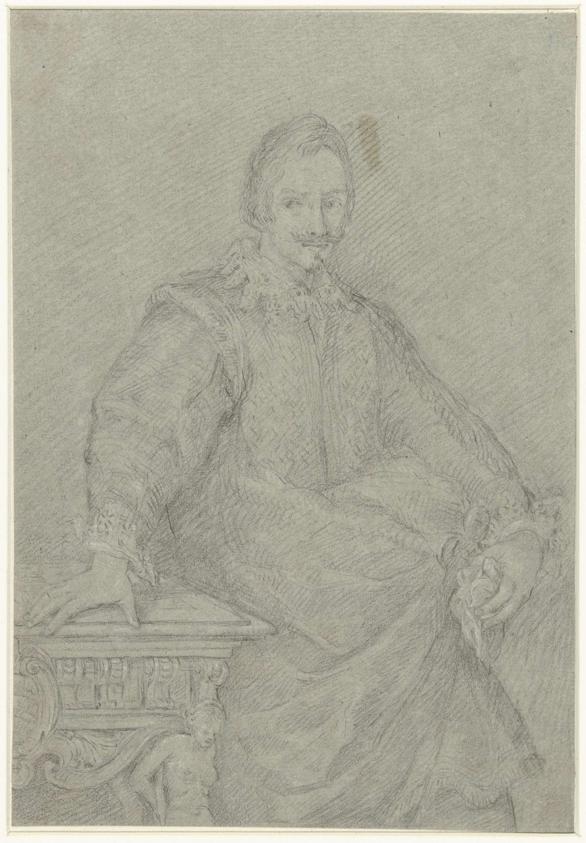 Portrait of an unknown standing man, anonymous, 1600 - 1699