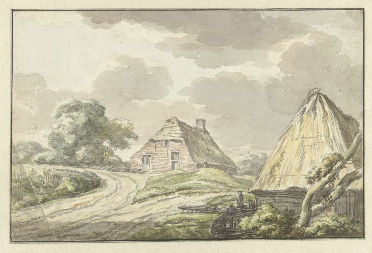 Farmhouse at the junction of a country road, Jan Bulthuis, 1783