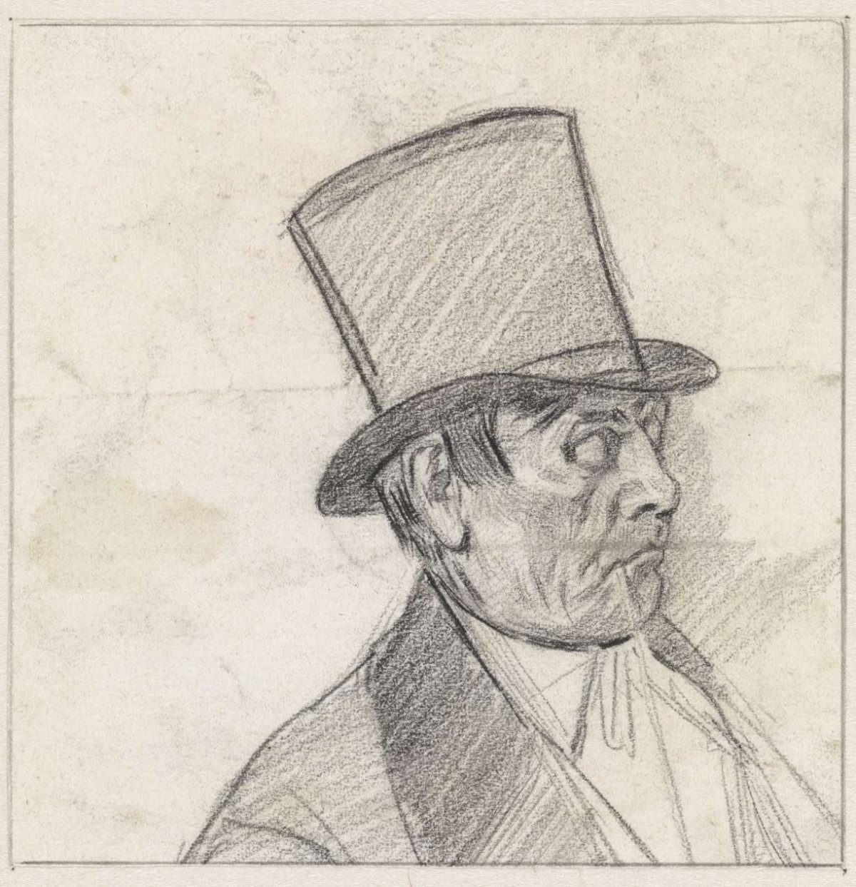 Man with top hat and pipe in mouth, Jan van Essen, 1864 - 1936