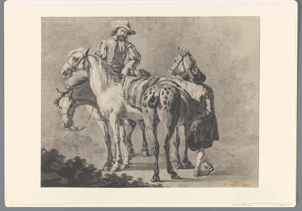 Two riders with their horses, Jan Frans van Bloemen, 1672 - 1749