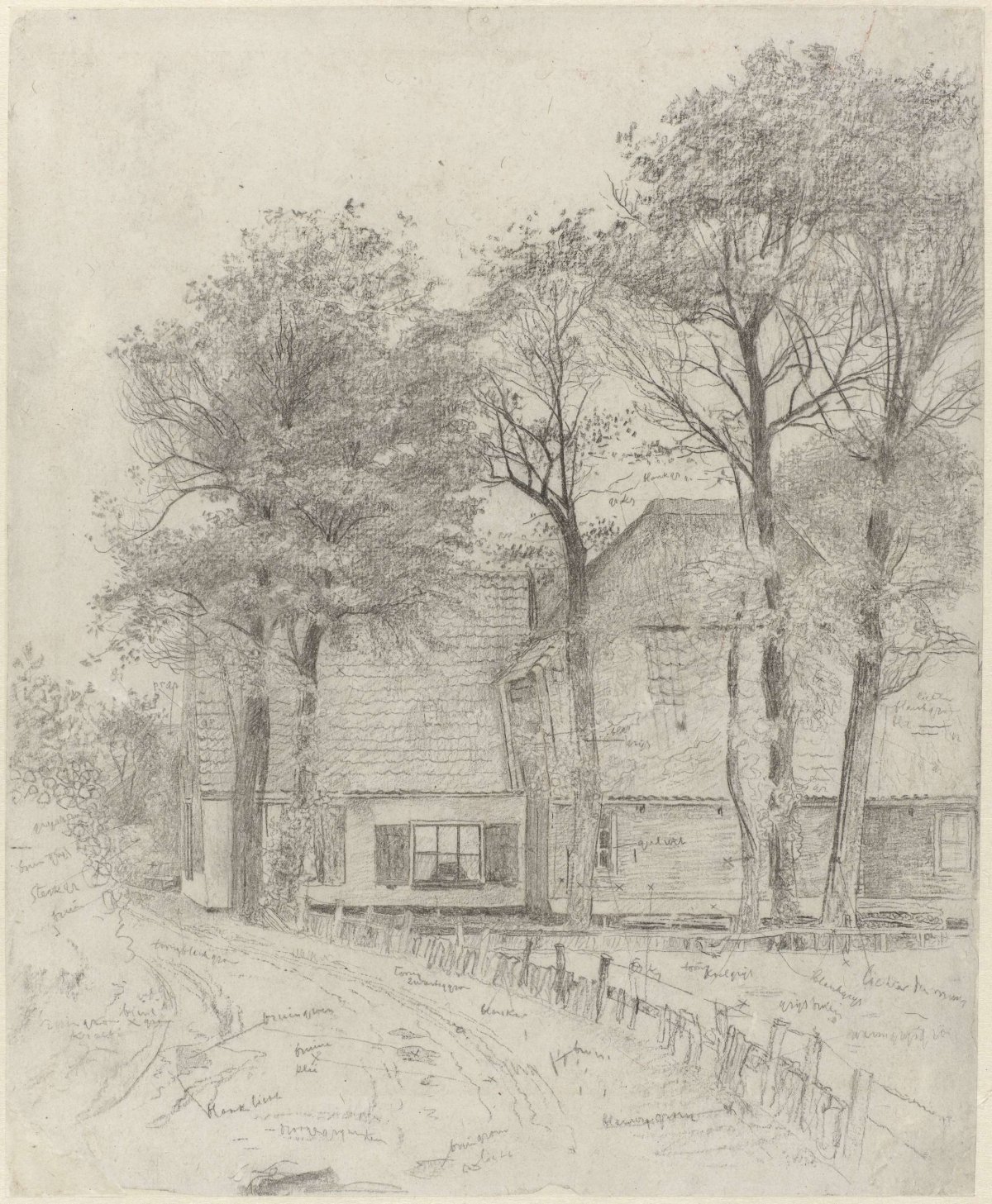 Farm near Velzen: the dwelling house and adjacent barn, seen from the road, Gerrit Willem Dijsselhof, 1876 - 1924