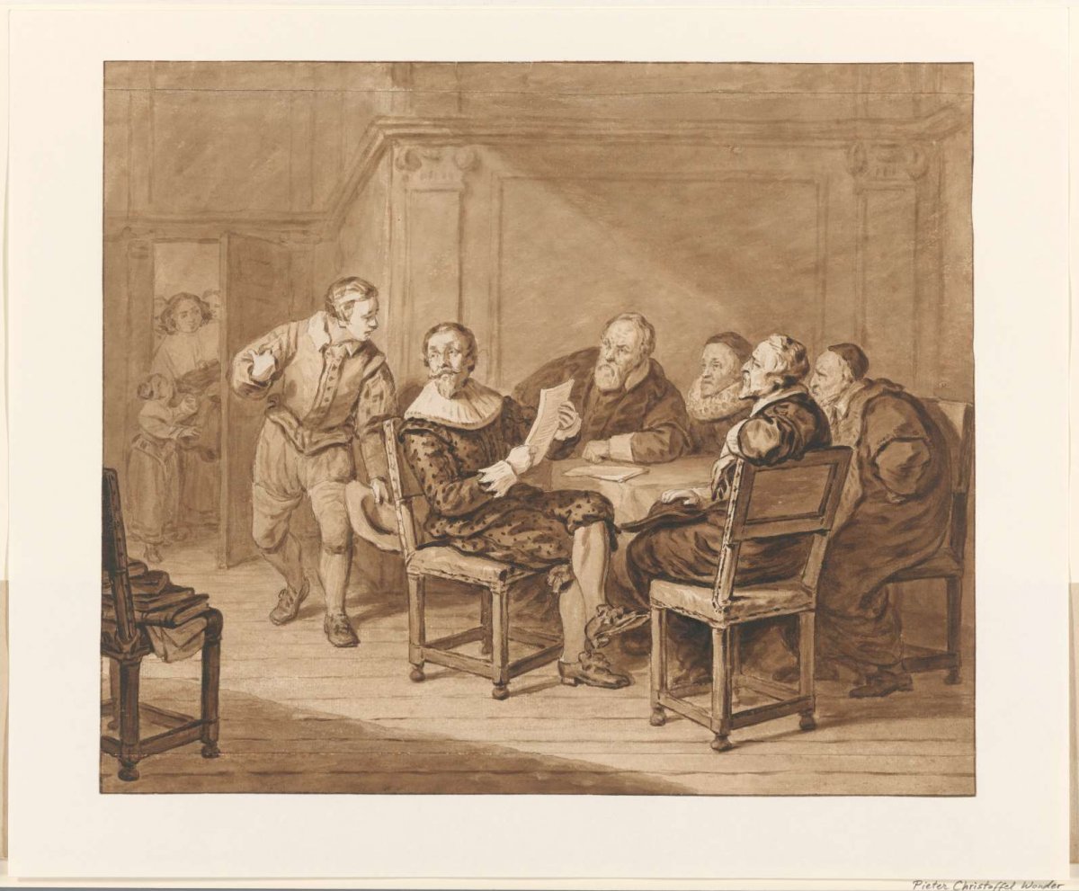 Hugo de Groot receives message that his wife has arrived, Pieter Christoffel Wonder, 1790 - 1852