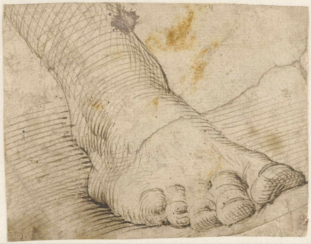 Study of a right foot, oblique to the front, Agostino Carracci, 1567 - 1602