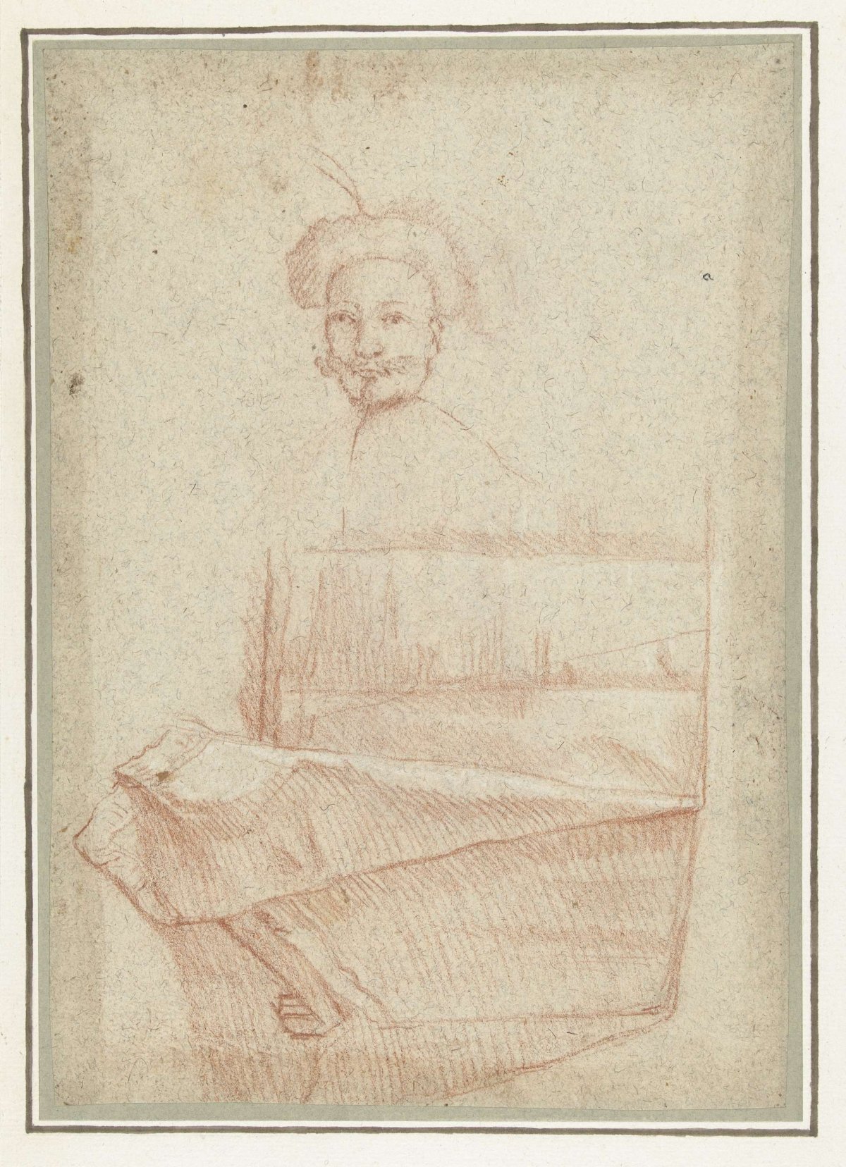Studies of a man's head and a tablecloth, Domenichino, 1591 - 1641