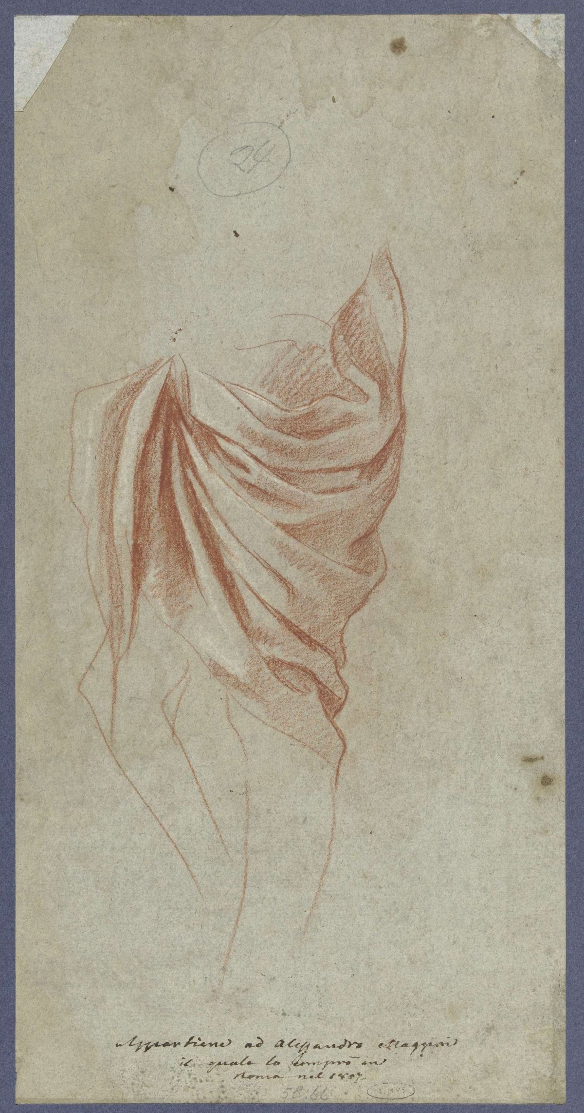 Study of a drapery on a male nude model, Carlo Bononi, 1605 - 1612