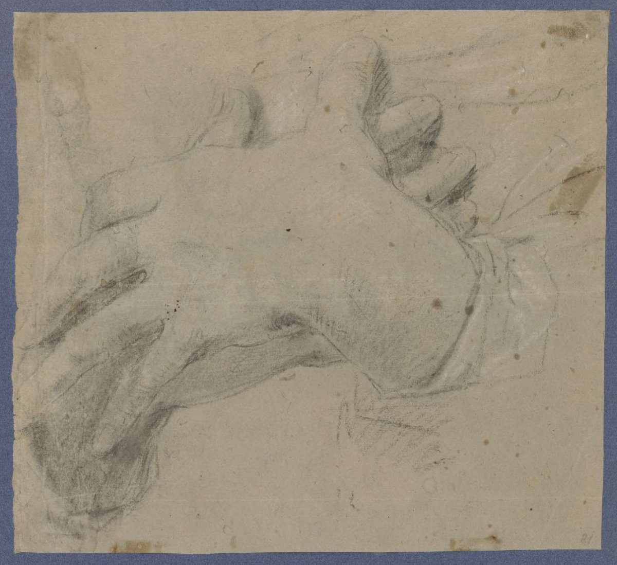 Sketch sheet with two figures, anonymous, 1650 - 1670