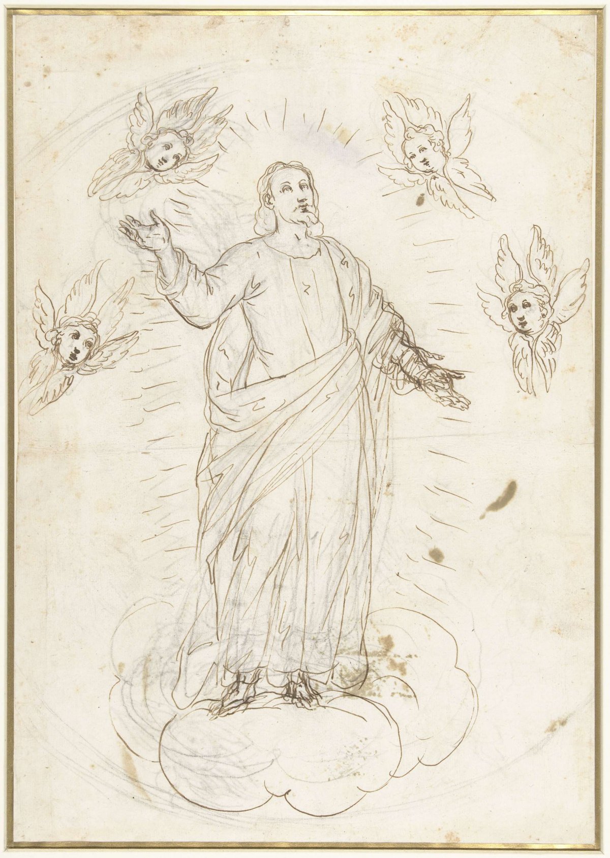 Ascension of Christ surrounded by cherubs, Alessandro Maganza, 1566 - 1640