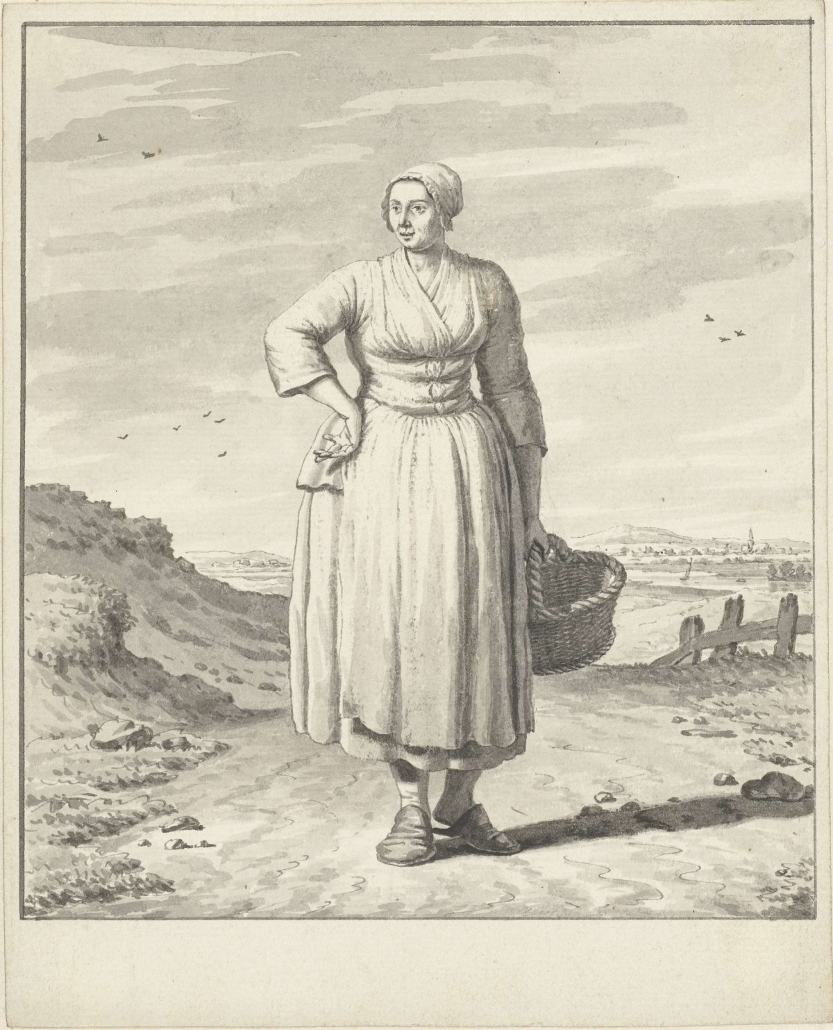 Farmer's wife with a basket, Jordanus Hoorn, 1763 - 1833