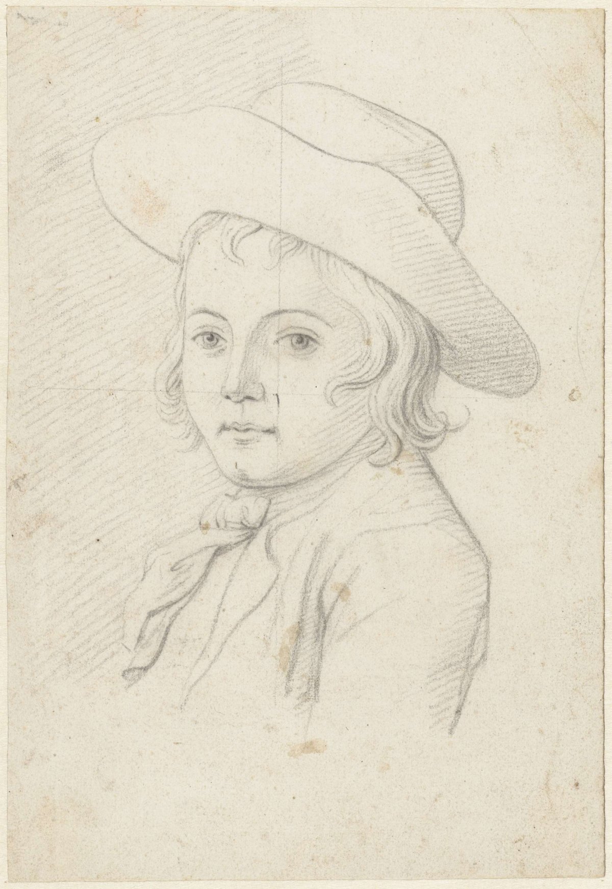 Boy's head with hat, three-quarters to the left, Jordanus Hoorn, 1763 - 1833