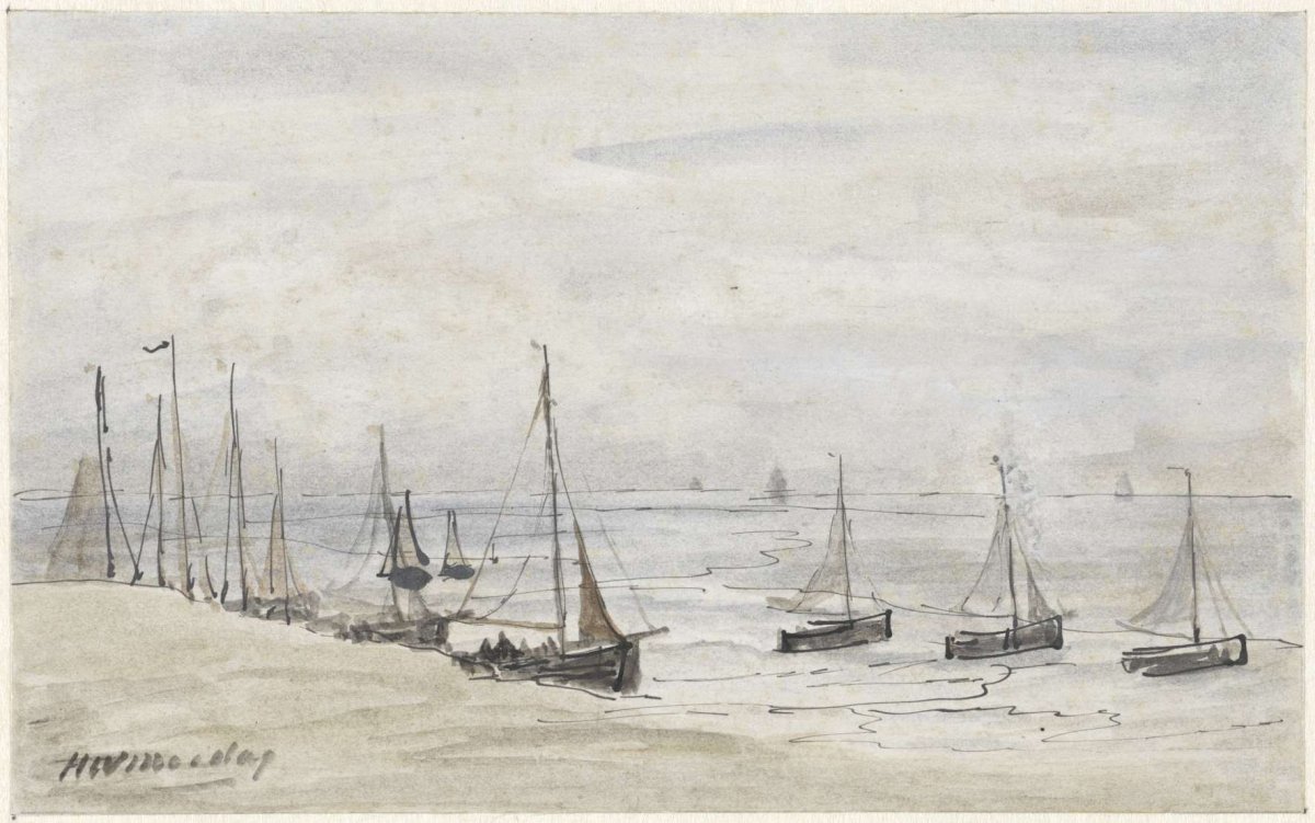 Fishing spiders on the beach, Hendrik Willem Mesdag, 1841 - 1915
