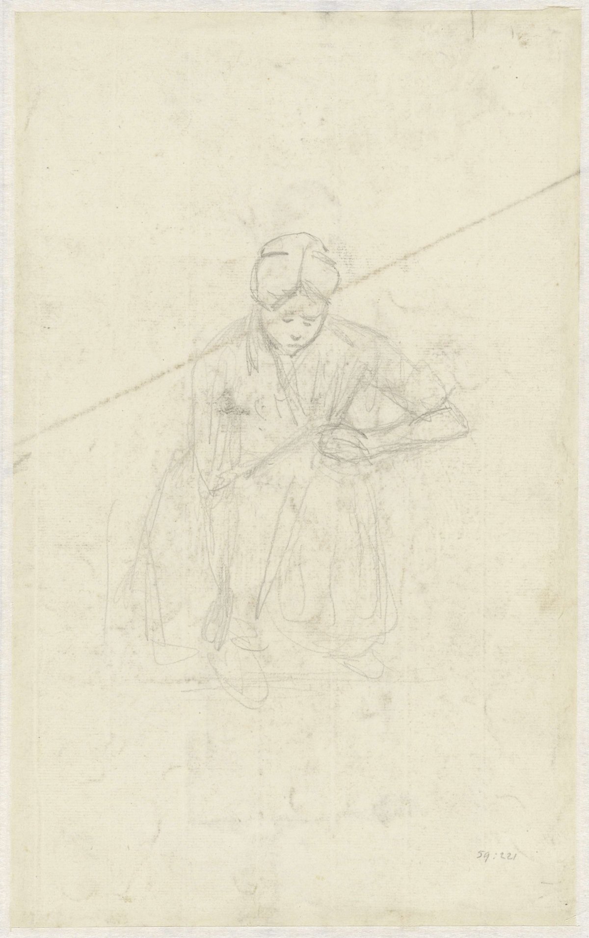 Crouching woman, Anton Mauve, 1855