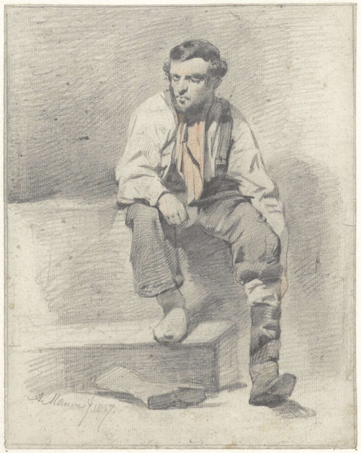 Seated worker, Anton Mauve, 1857