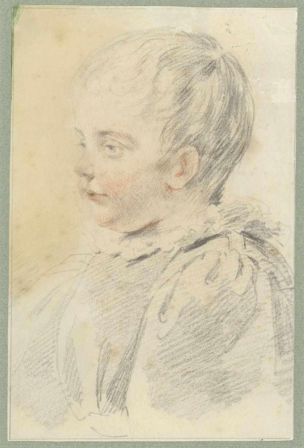 Child portrait in 17th-century costume, bust facing left, anonymous, 1700 - 1800