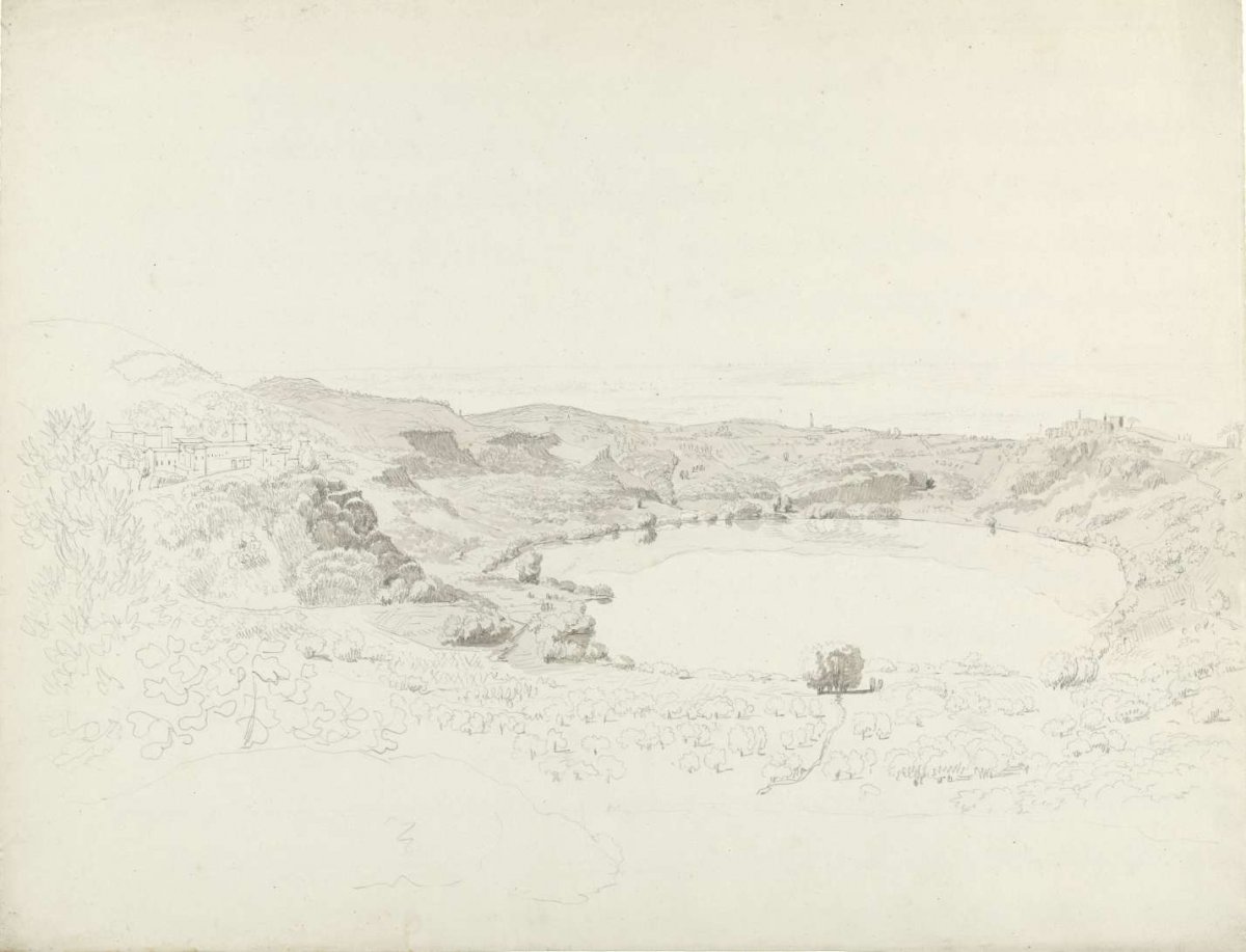 Lake Verni, the village of Genzano and the village of Verni, Hendrik Voogd, 1788 - 1839
