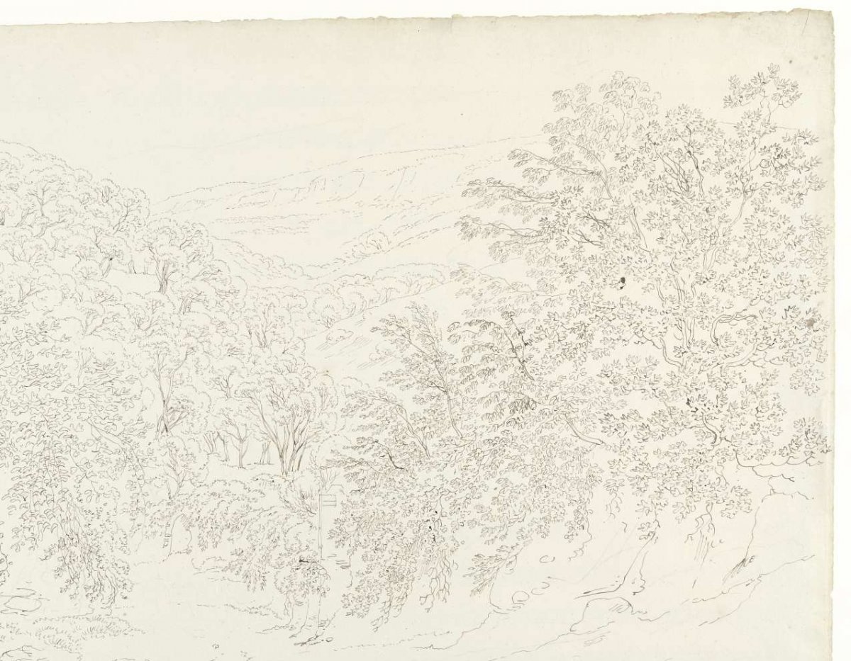 View into a wooded valley in the Roman Campagna, Hendrik Voogd, 1788 - 1839