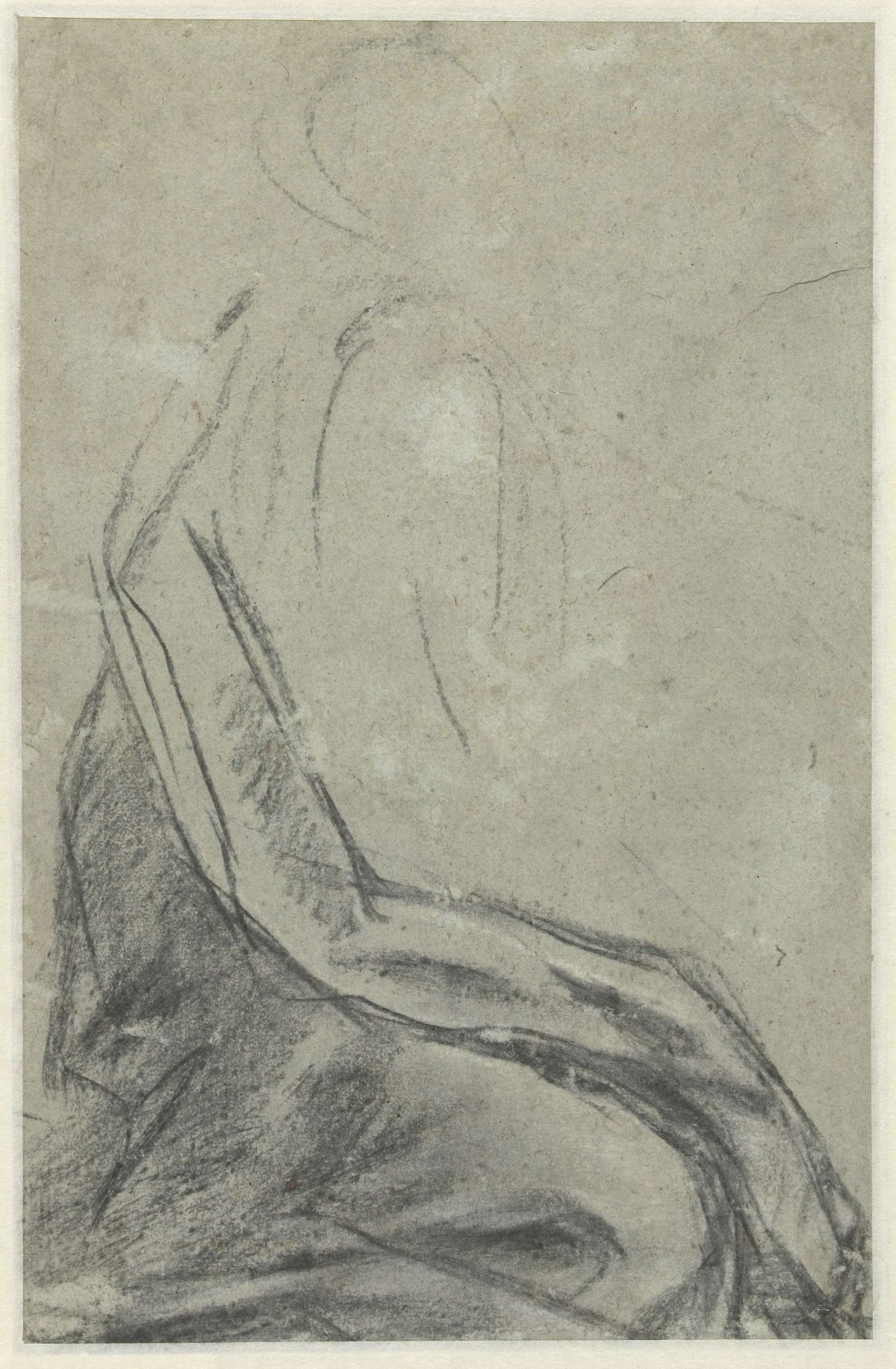 Sketch of a kneeling figure, Giacomo Cavedone, 1587 - 1660