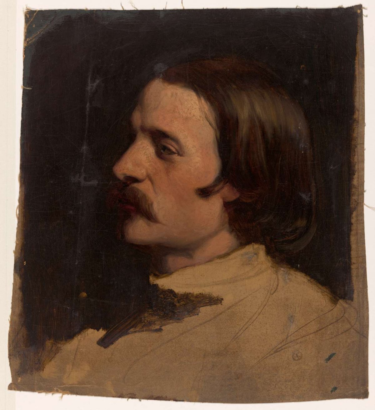 Study head to the left, Johann Georg Schwartze, 1824 - 1874