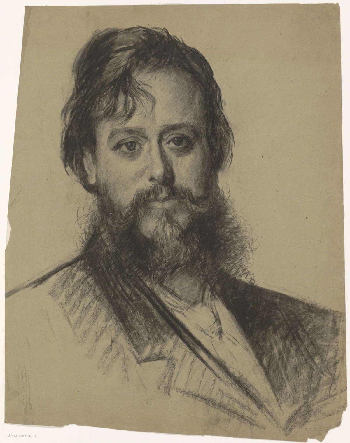 Portrait of a man with beard, from the front, Thérèse Schwartze, 1861 - 1918