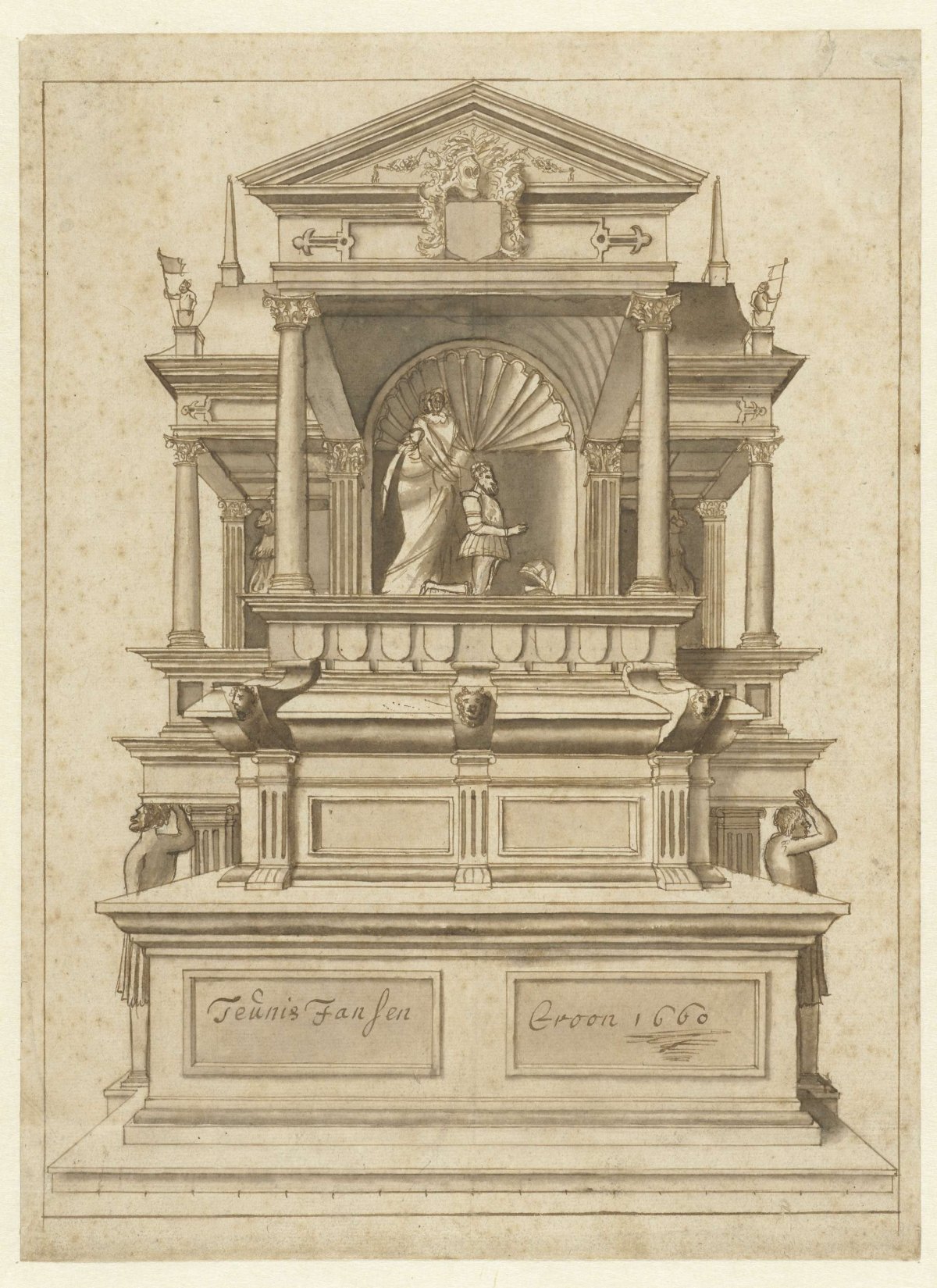 Construction drawing of a tombstone, Teunis Jansz Croon, 1660