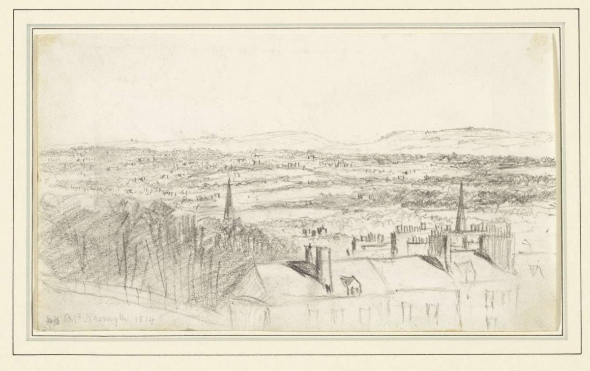 View over houses in a high landscape, Patrick Smythe, 1814