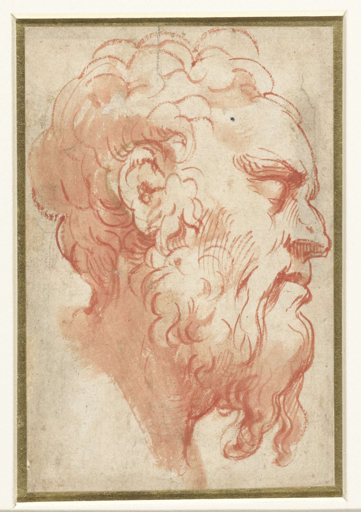 Head of an old man, en profil to the right, anonymous, c. 1700 - c. 1799