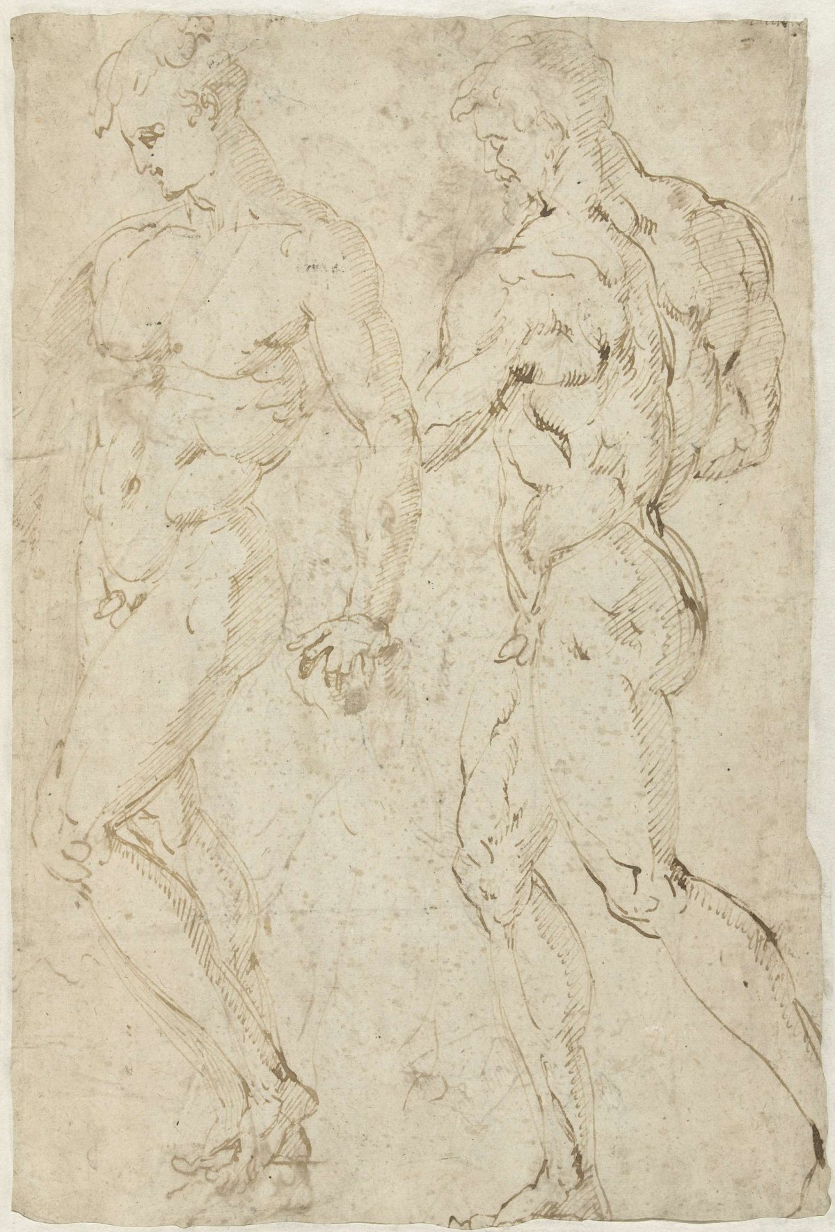 Naked man in pose of despair, anonymous, 1510 - 1600
