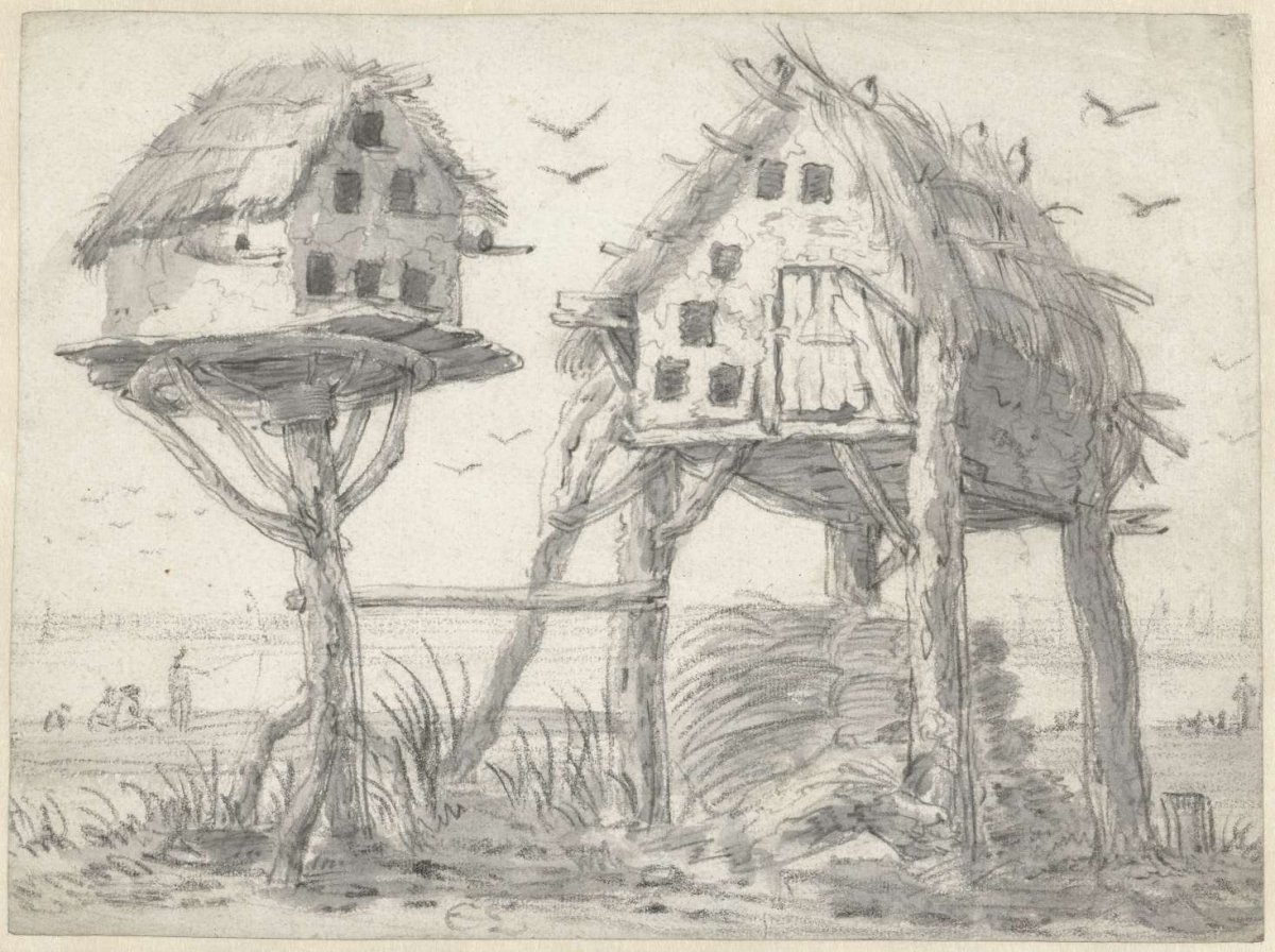 Two dovecotes, Cornelis Saftleven, 1617 - 1681